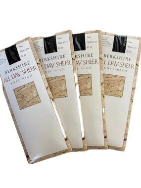 Sheer Knee High Socks Navy Pack of 4 NWT Size 8 1/2 - 11